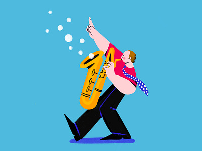 Saxophonist brand branding color draw drawing illustration illustrator jazz logo music procreate saxophone symbol vector
