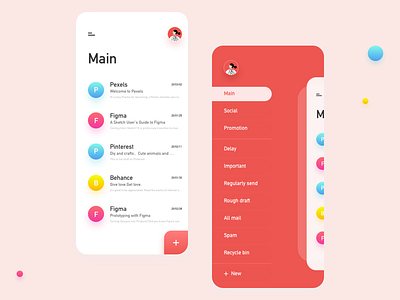 Email APP 2020 design email gradient home illustration mail my navigation sidebar ui