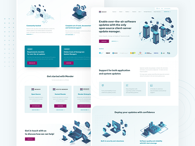 Mender - Landing Page blue clean cloud design devices engineer homepage illustration iot isometric landing page lp mender open source software ui ux vector web website