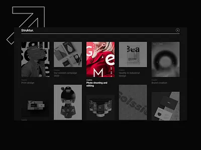 Struktur - Portfolio Spotlight animation black branding creative dark design freelancer graphic hello dribbble minimal modern motion packaging portfolio ui ux website