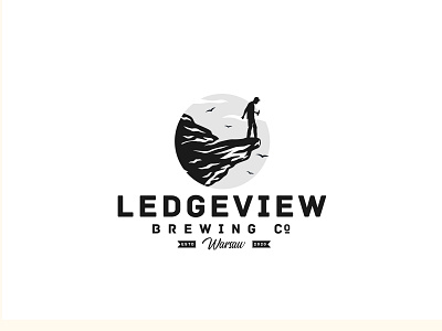 Ledgeview Brewing beer logo birds brewing ledger man mountain logo rock logo sky