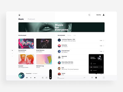 Music player - desktop app app artist avatar cover dashboard desktop dropdown msuic navigation player playlist screen tooltip top ui