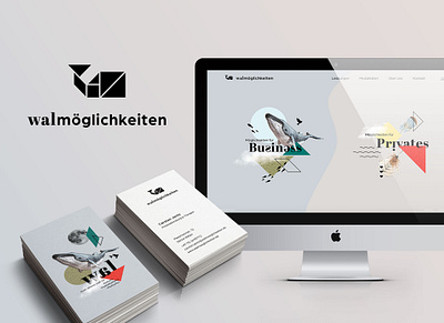 Walmöglichkeiten business card businesscard collage corporate design logo tangram website whale whale logo