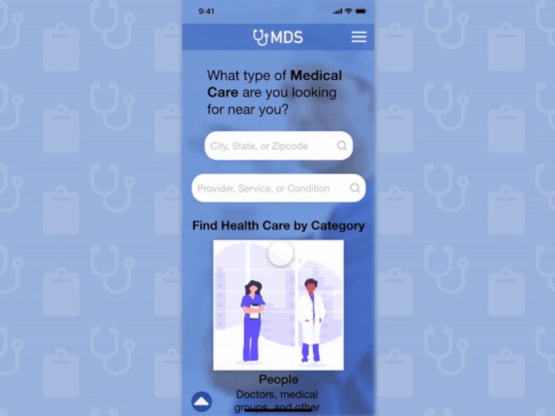 Search UI 022 2d adobexd app dailyui design doctor app doctors freelancer illustrations medical app medical design medical illustration medical logo scroll animation ui ui design ui designer uidesign ux designer