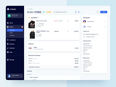 Marketplace Order Page admin panel customer e commerce marketplace order product design