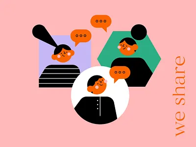 We share boy character flat girl happy illustration team teamwork