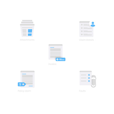 Warranty service icon set attachment claim faults icon icon design icon pack icon set iconography illustraion invoices light icons meaninful icon policy