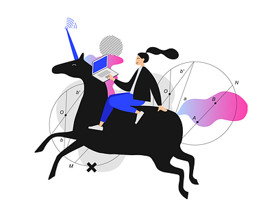 Unicorn Wifi character connect design digital girl illustration interface ui unicorn usability ux vector wifi