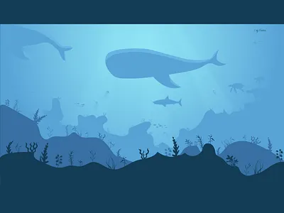 Ocean adobe blue colors design flat gradient illustration illustrator landscape vector
