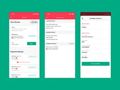 Rent Payment app app design mobile app design ui ux