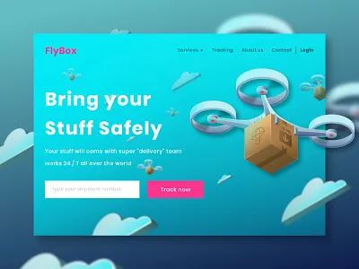 FlyBox delivery delivery service homepage illustration isometric illustration vector