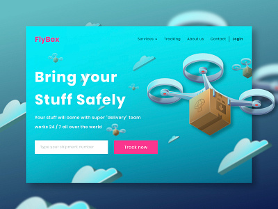 FlyBox delivery delivery service homepage illustration isometric illustration vector