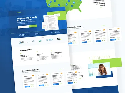 First Shot!!! - Landing page for GrantWatch app b2b branding design grants illustration layout minimal modern saas ui userexperience userinterface ux web website xd