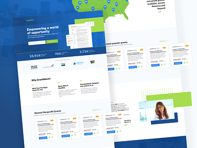 First Shot!!! - Landing page for GrantWatch app b2b branding design grants illustration layout minimal modern saas ui userexperience userinterface ux web website xd
