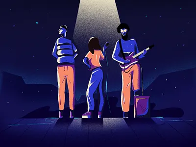 Trio band character design concert contrast funky guitar illustration minimal art music procreate rock solo texture visual identity web