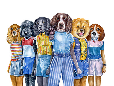 Stranger things animal dog dog illustration draw illustration pet pets puppy watercolor watercolor art