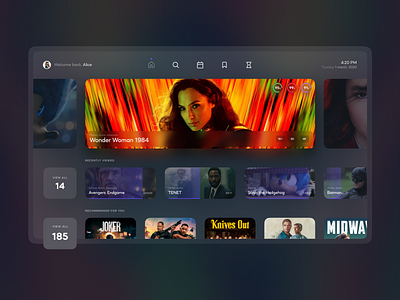 TV app app design board dark design figma interface mercury movie new smarthome tv tv app tv design tv shows tvos ui ux watch watching wonderwoman