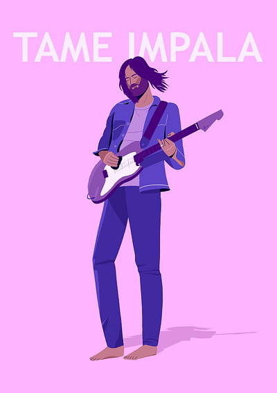 Tame Impala artist blue character design guitar illustration indie pink poster rock singer vector