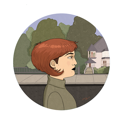 Girl on the street architecture book illustration cartoon character design digital ginger girl house illustration illustration art ilustración ilustración editorial ipadpro street victorian