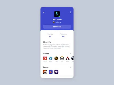 DatiGam - Social Network - Profiles adobe xd animation blizzard concept gamers mobile social ui ux