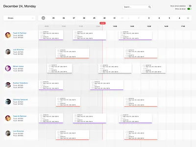 driver cards app design logistics tms ui ux web design