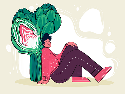 Veggies Fan Illustration artichoke character design design studio digital art digital illustration digital painting food illustration graphic design health healthy food illustration illustration art illustrator man man illustration people illustration vegan vegetables vegetarian