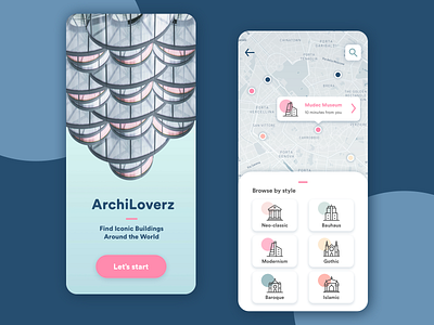 Travel App for Architecture app architecture branding buildings concept concept design ios logo travel ui ux