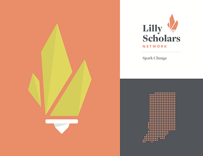 Scholar Network Brand brand flame geometric indiana logo orange scholar scholarship yellow