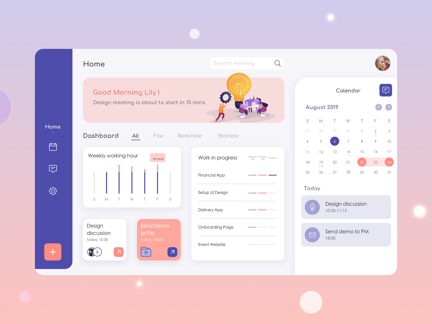 Example of Schedule Dashboard UI