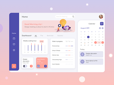 Schedule Dashboard UI calender chatroom clean design creative design dailyui dashboard dashboard ui data design illustraion interface design meeting reminder schedule ui ui design uiux