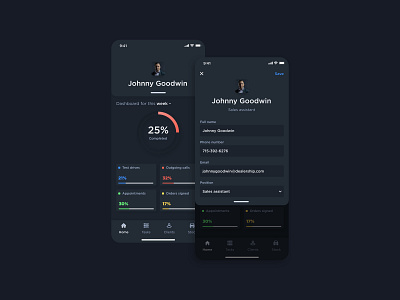 Sales assistant management app (iOS) application application design dark mode ios light mode sales assistant ui ux visual design