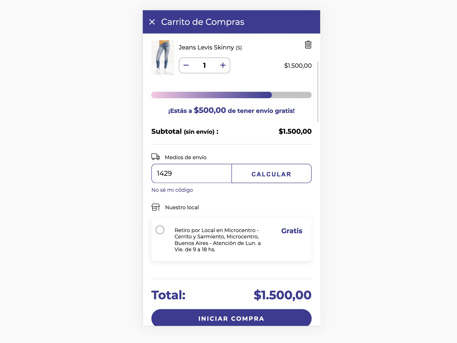 Shipping calculator branches cart ecommerce mobile pickup shipping ui ux