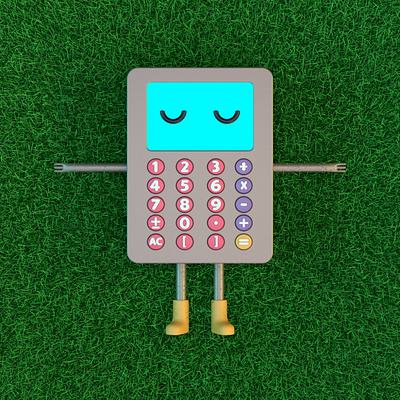 Lazy Calculator 3d 3d art 3dmodelling adobe photoshop animation character character design cinema4d cute cutecharacters design illustration redshift