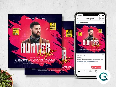 DJ Party Flyer Template birthday party concert flyer concert poster dj concert hiphop instagram post instagram premade music event night club night out party event party flyer party invitation party poster print template summer techno