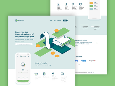 NowPay landing page branding design illustration interface interface design loan minimal money ui user interface wallet web interface website