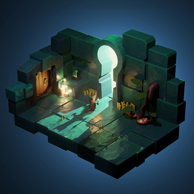 Worshipping Mouse 3dillustration b3d blender gameart isometric