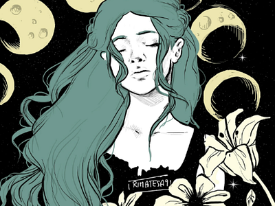 Moon week 2020 art digital digitalart girlportrait greenhair magicmoonweek magicmoonweek2020 moon moonweek