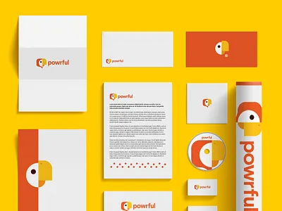 Powrful Logo advertising chat parrot parrot logo