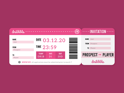 Contest CLOSED airplane boarding pass dribbble dribbble invite dribbble invite giveaway flat design flat illustration illustrator invitation set invite invites giveaway pink plane ride ticket travel vector vector illustration