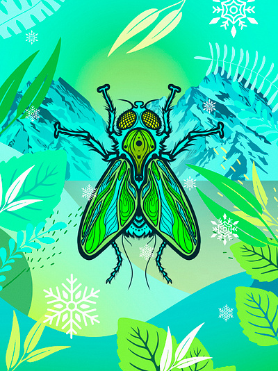 Insect 05 colorful fly illustration photoshop