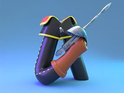 A For Albator - 36daysoftype 2020 36daysoftype 3d 3d typography albator captain harlock letter a typography