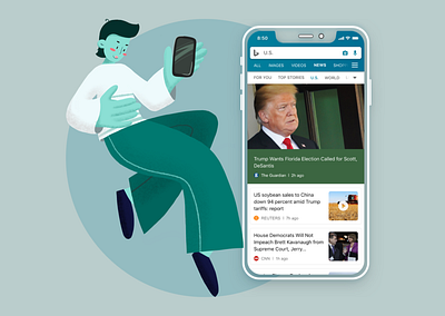 Bing News Vertical UX UI Showcase app design illustration microsoft mobile procreate ux