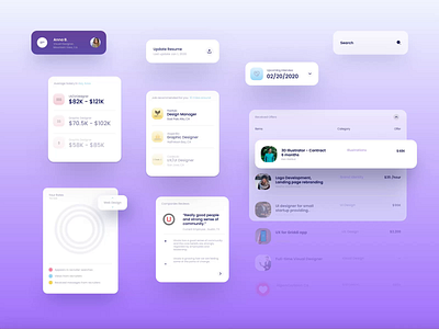 UI Design elements for Job Searching Dashboard adobe xd dashboad interface job job hunting microinteraction searching sketch ui ui design ui element web