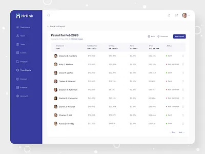 Payroll Screen design b2b design clean design dashboard hr management human resource payroll saas design userinterface webapplication webdesign website design