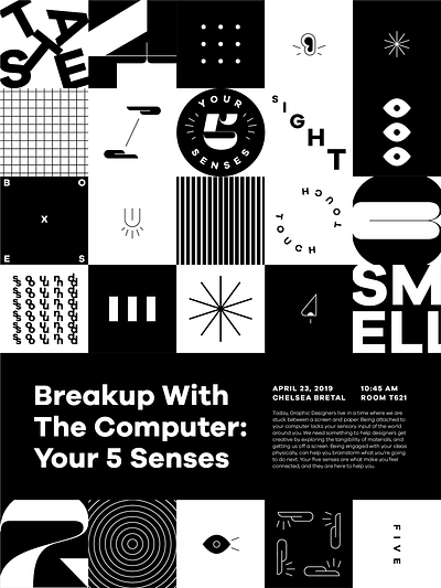 Your 5 Senses adobe illustrator black and white branding design drawing icon iconset illustration layout typography vector