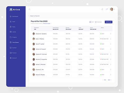 Payroll Screen design b2b design clean design dashboard hr management human resource payroll saas design userinterface webapplication webdesign website design