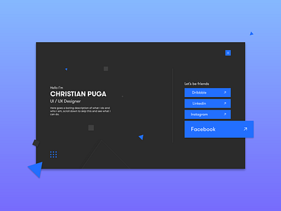 Portfolio - Desktop adobe app dark dark theme design dribbble gradient minimal portfolio ui ux web webdesign white xd