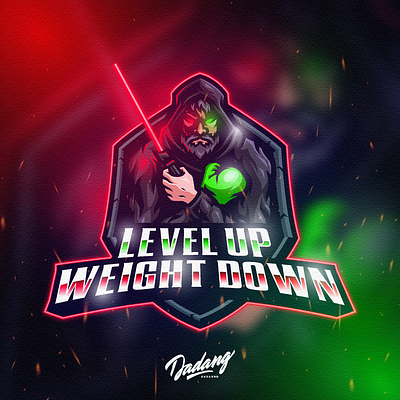LEVEL UP WEIGHT DOWN MASCOT LOGO adobe illustrator art branding character design esports esports logo fiverr game gaming illustration logo mascot mascot logo twitch vector youtube