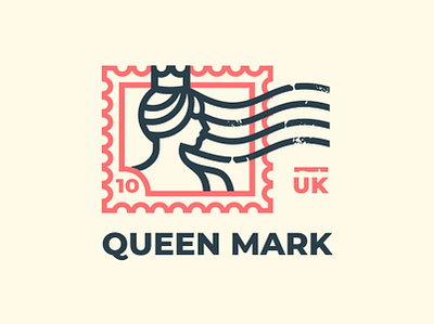 Queen mark crown hair logo mark postage stamp queen royal