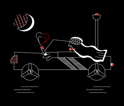 Late Night Ride. black car cool cute dark design details flat girl illustration minimalistic ride